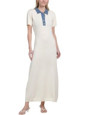 ❗️Supernatural by Secret Mission Denim Trim Knit Maxi Polo Dress NWT $395!
